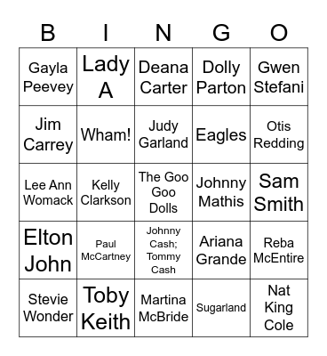 Who's Singing This Holiday Song Bingo Card