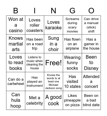 Icebreaker Bingo Card