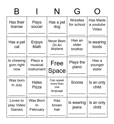 HUMAN BINGO Card