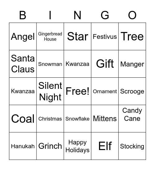 Holiday Bingo Card