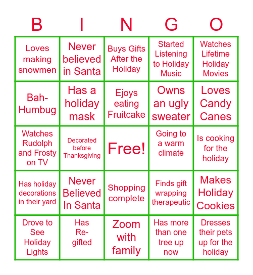 2021 Festive Fun Bingo Card