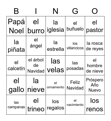 la Navidad Bingo Card