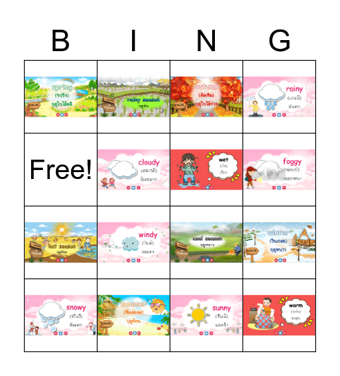 The weather Bingo Card