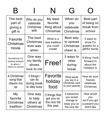 Christmas Bingo Card