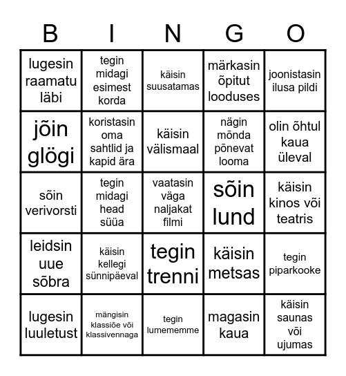 JÕULUVAHEAEG Bingo Card