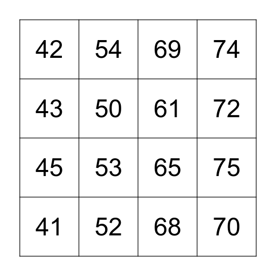 40-79 Je gagne! Bingo Card