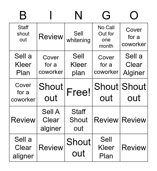 Dunn Dental Bingo Card