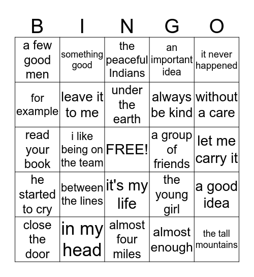 300 1st Bingo Card