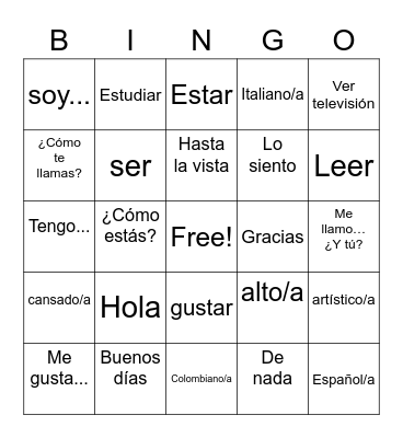 keira's spanish bingo Card