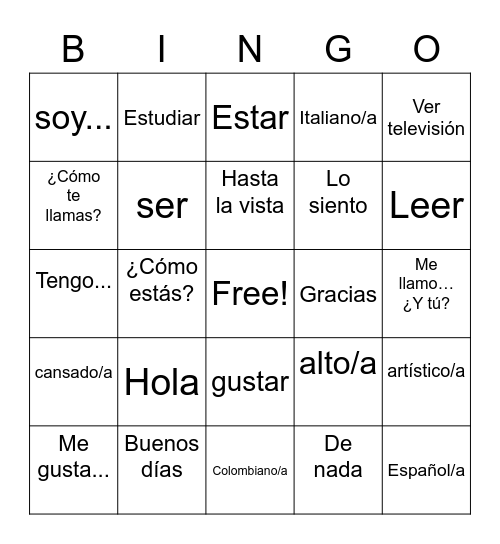 keira's spanish bingo Card
