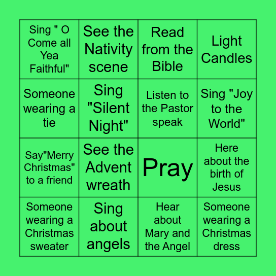 Christmas Eve BINGO Card