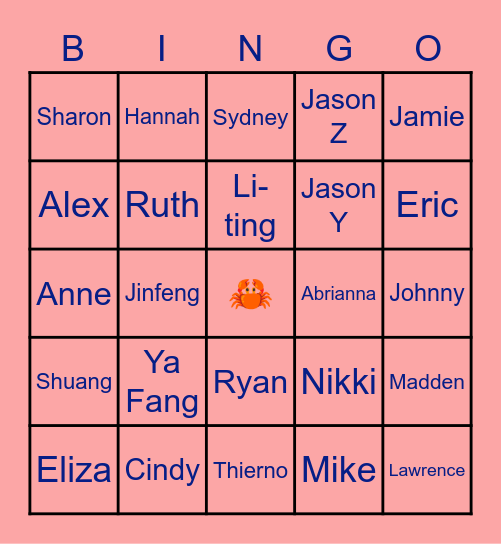 Who's That Bingo Card