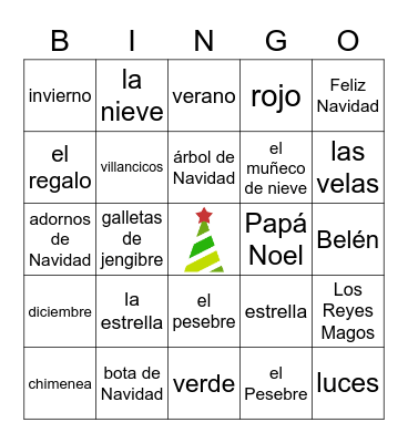 Feliz Navidad Bingo Card