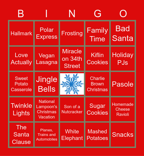 Holiday Bingo Card