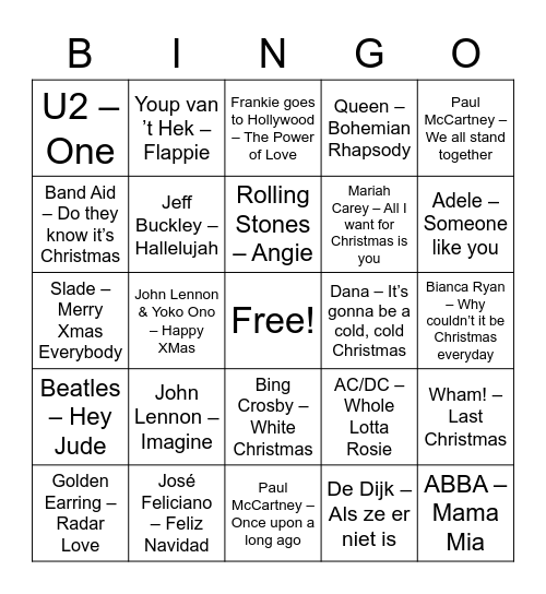 MuziekBingo Windesheim Bingo Card