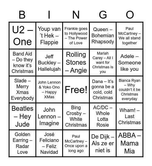 MuziekBingo Windesheim Bingo Card