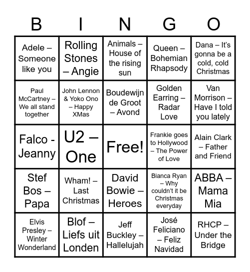 MuziekBingo Windesheim Bingo Card