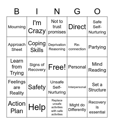 Seeking Safety Bingo Card