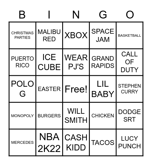 FAVORITE MEMORIES Bingo Card