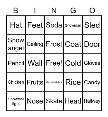 Winter fun Bingo Card