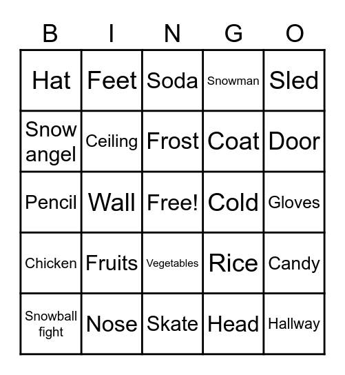 Winter fun Bingo Card