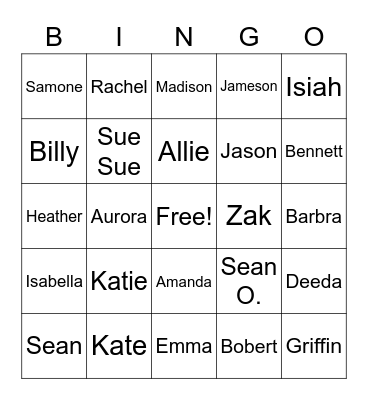 FAMILY BINGO Card