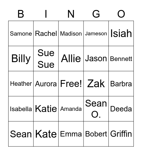 FAMILY BINGO Card