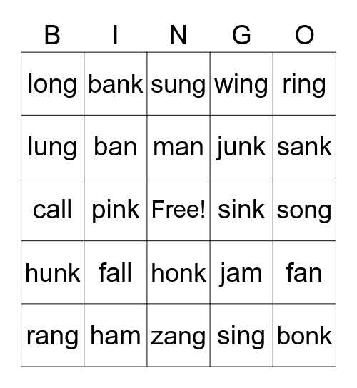 glued sounds Bingo Card