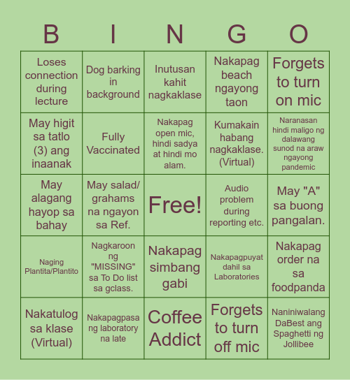 BSIE 3A BINGO Card