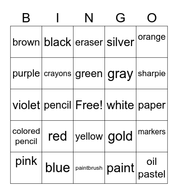 Art Bingo Card