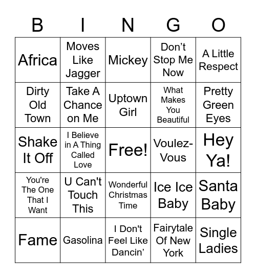 Crowder's Boombox Bingo Card