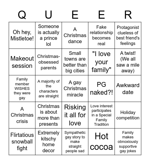 "Single All the Way" Trope Bingo Card