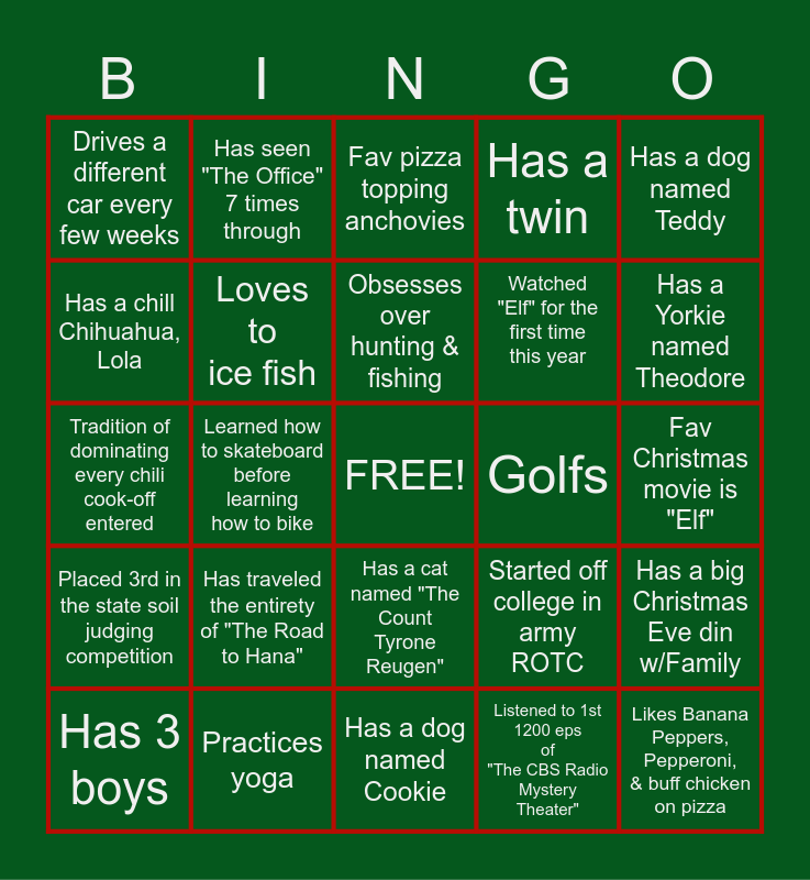 How Well Do You Know Your Coworker? Bingo Card