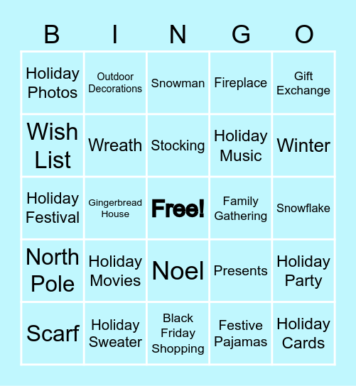 Holiday Bingo Card