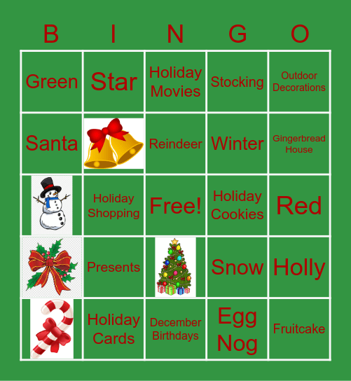 Holiday Bingo Card