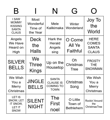 CHRISTMAS CAROLS Bingo Card