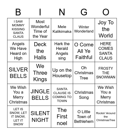 CHRISTMAS CAROLS Bingo Card