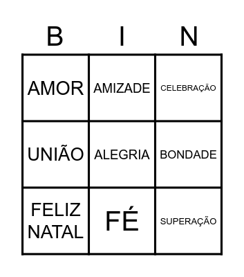 Planning Foods Sentimentos Bingo Card