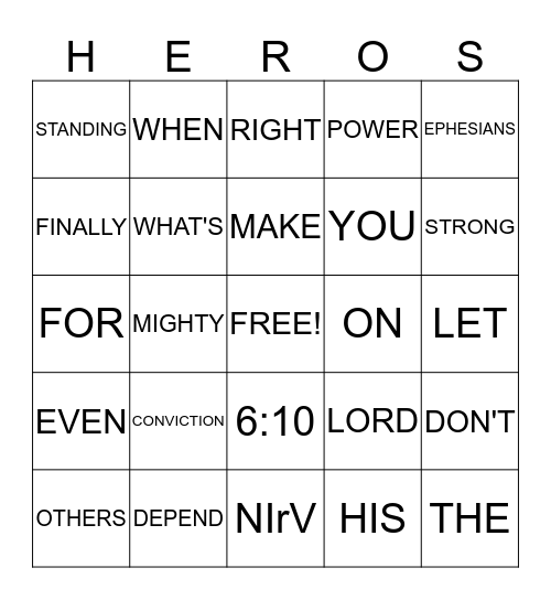Conviction Bingo Card