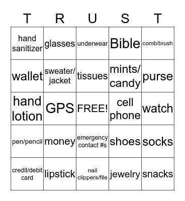 HAVE TRUST, WILL TRAVEL Bingo Card