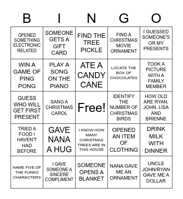 CHRISTMAS BINGO Card