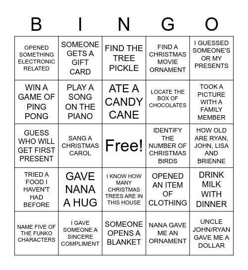 CHRISTMAS BINGO Card