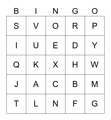 Bethanys bingo abc a-y Bingo Card