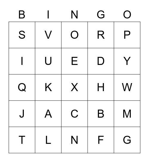 Bethanys bingo abc a-y Bingo Card