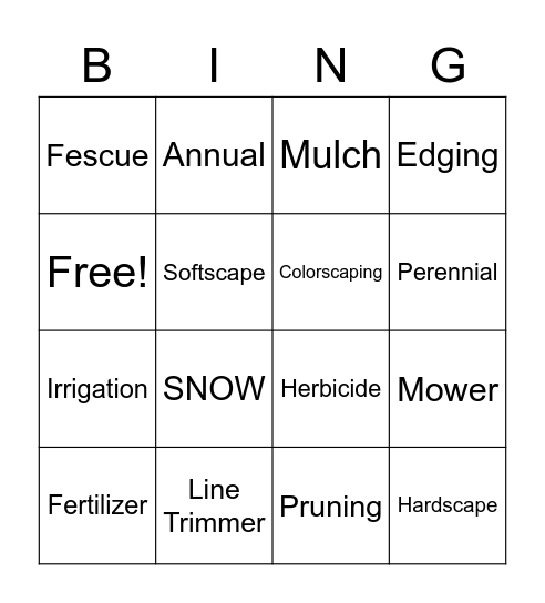 Landscape Bingo Card