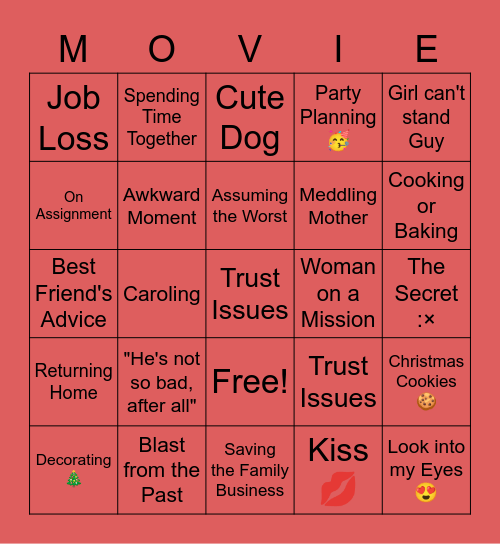 Hallmark Movie Bingo Card