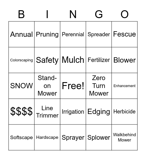 Landscape Bingo Card