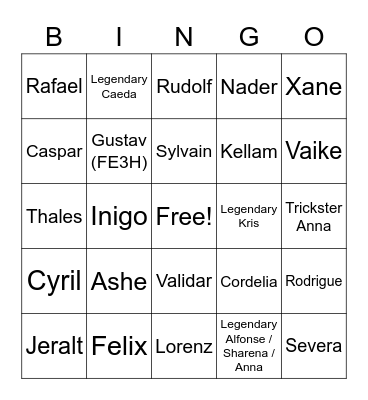 FEH 2022 non-alt units Bingo Card