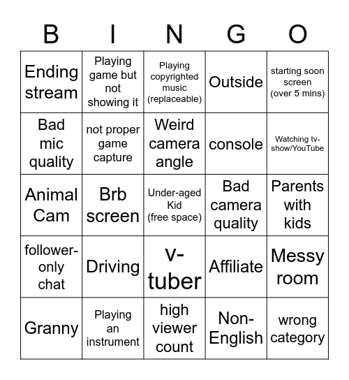 nobody.live BINGO Card