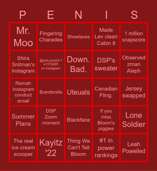 Updated Ute Updated 7 Updated Rash Updated Updated Bingo Card